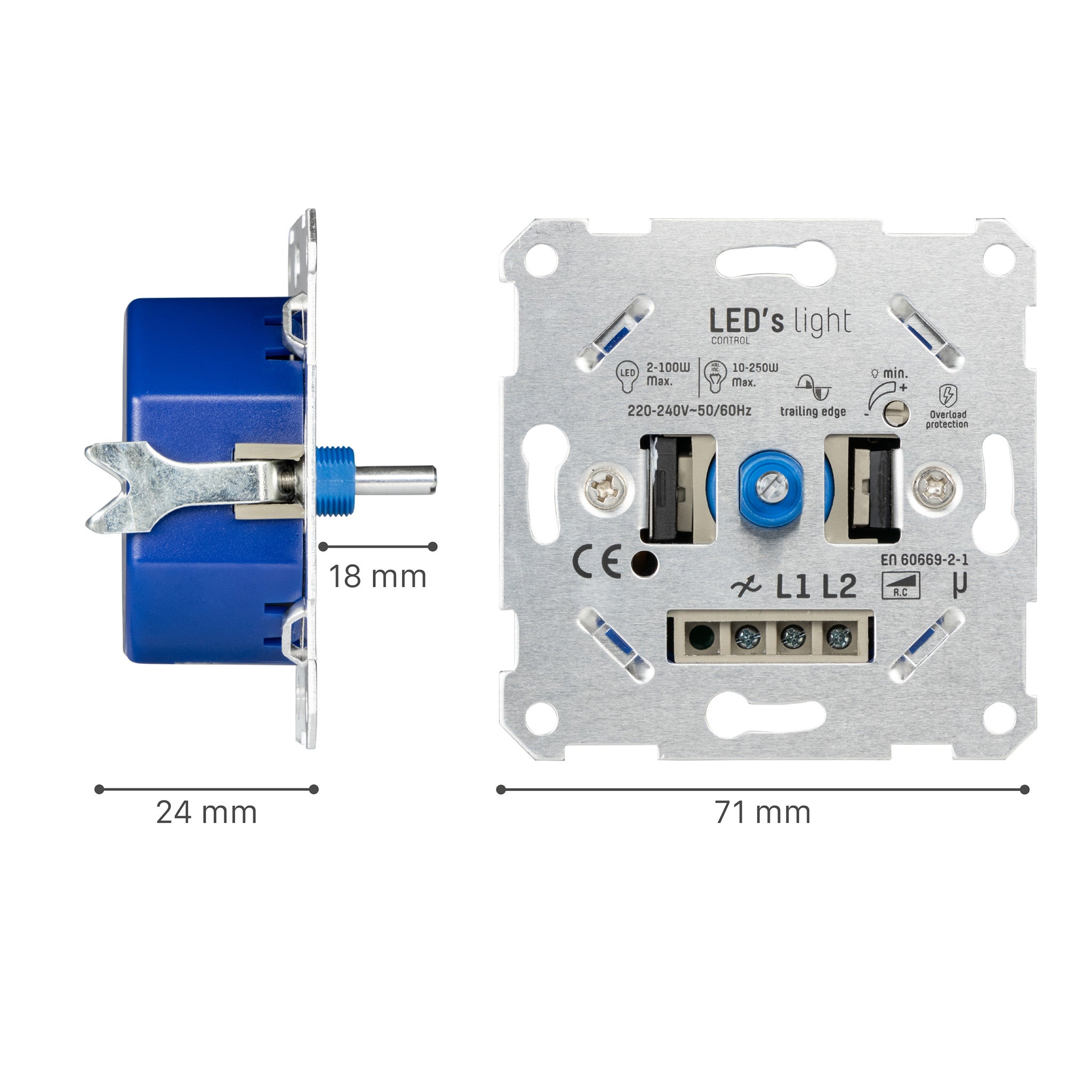 LED's Light Universele LED dimmer - 2 tot 250W - Fase afsnijding Dimmers LED.nl