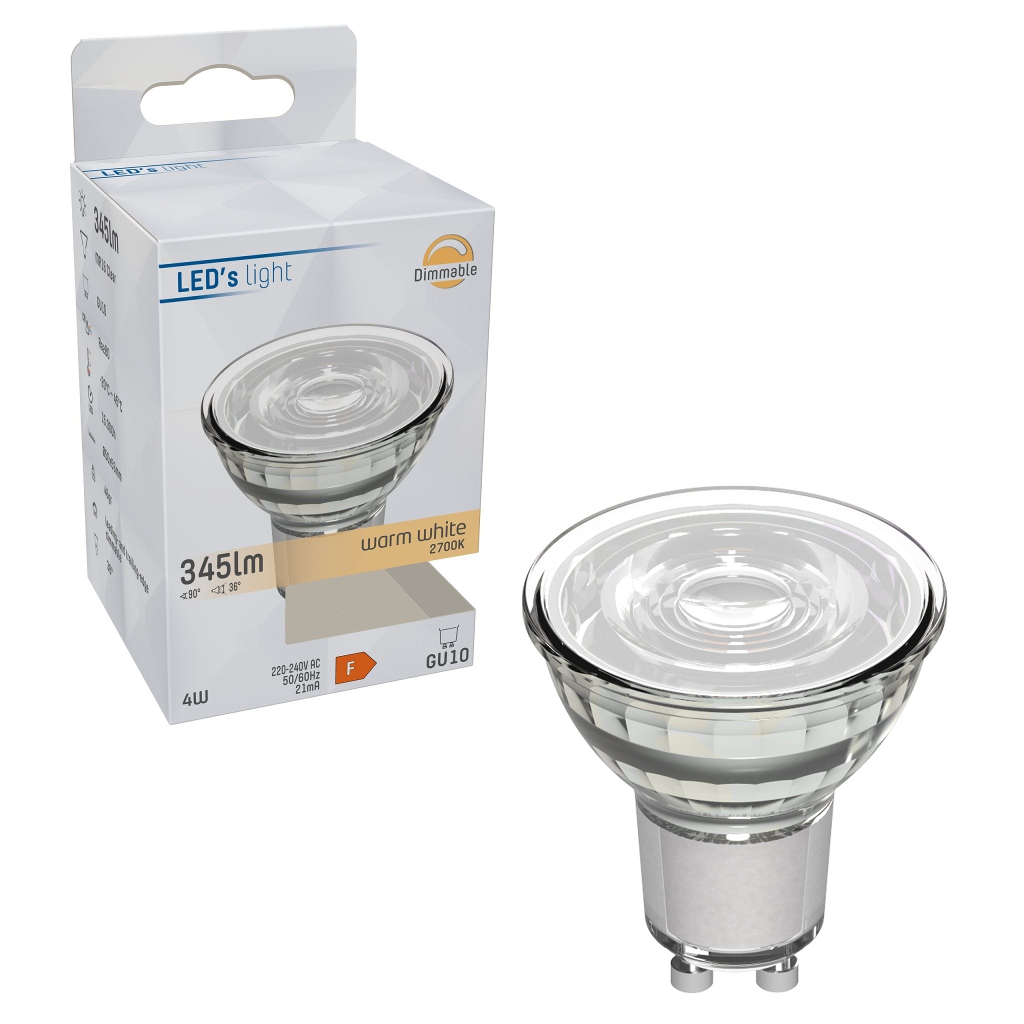 ProDim LED GU10 Spot - Helder - Dimbaar warm wit licht - 4W vervangt 50W Dimbare spotjes LED.nl