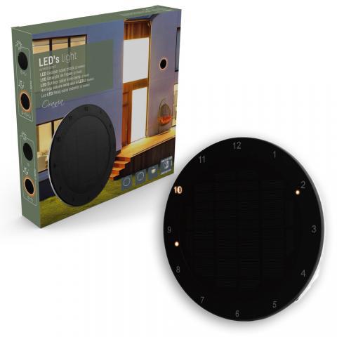 LED's Light Solar Wandklok voor Buiten - Draadloos op zonne-energie - Automatisch aan/uit - 22 cm Wandlampen LED.nl
