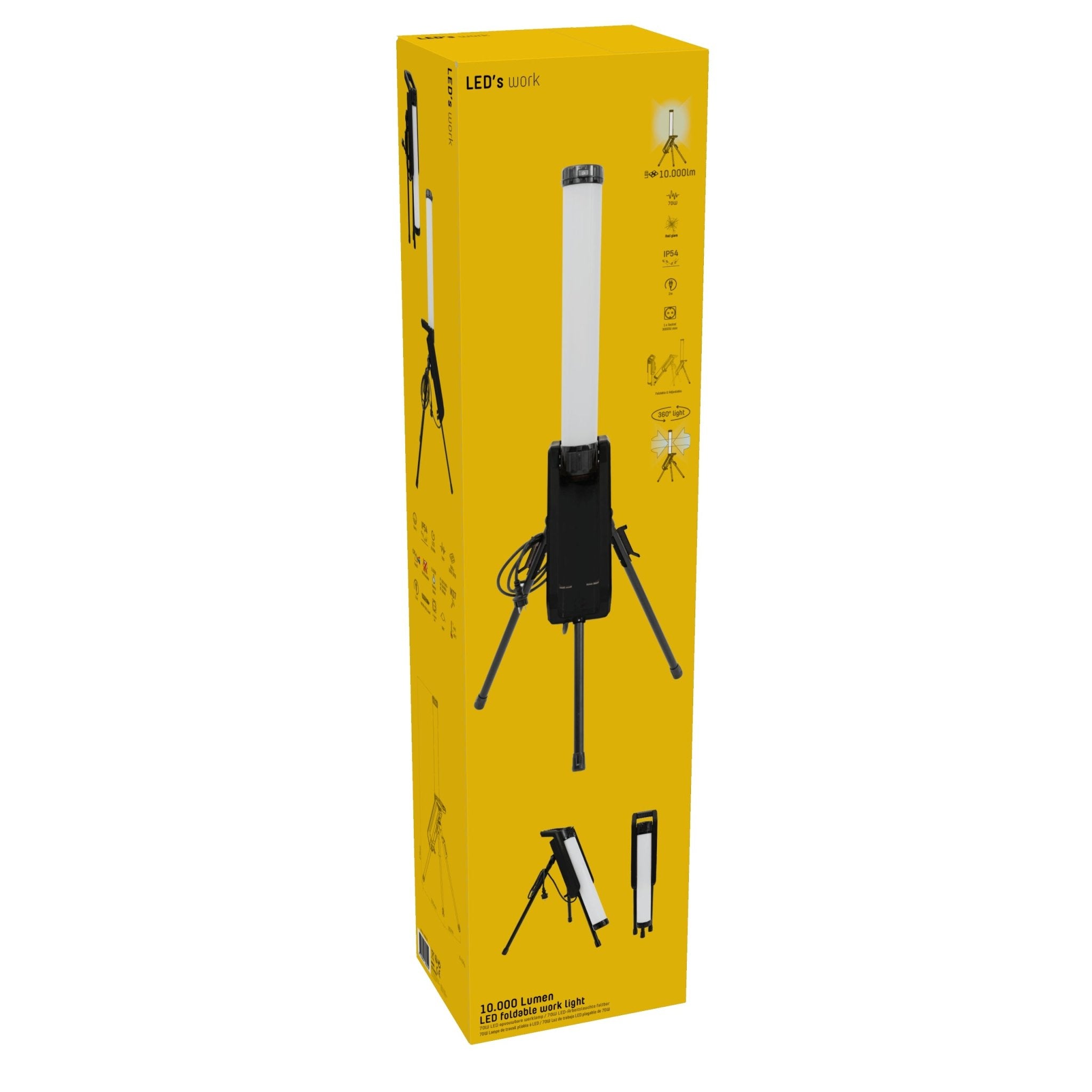 LED's Work Toren Bouwlamp 10000 - 360° gelijkmatige lichtverspreiding - IP54 waterdicht - 70W Bouwlampen LED.nl