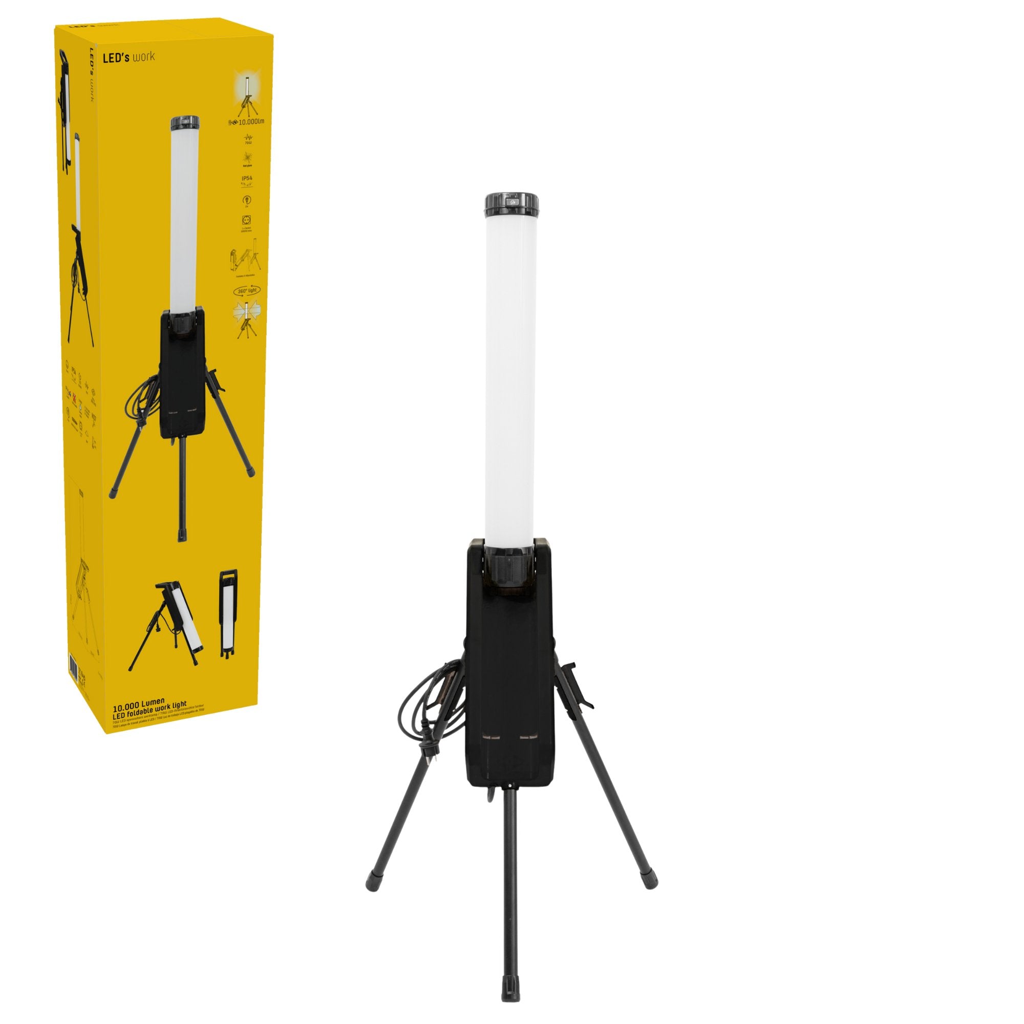 LED's Work Toren Bouwlamp 10000 - 360° gelijkmatige lichtverspreiding - IP54 waterdicht - 70W Bouwlampen LED.nl