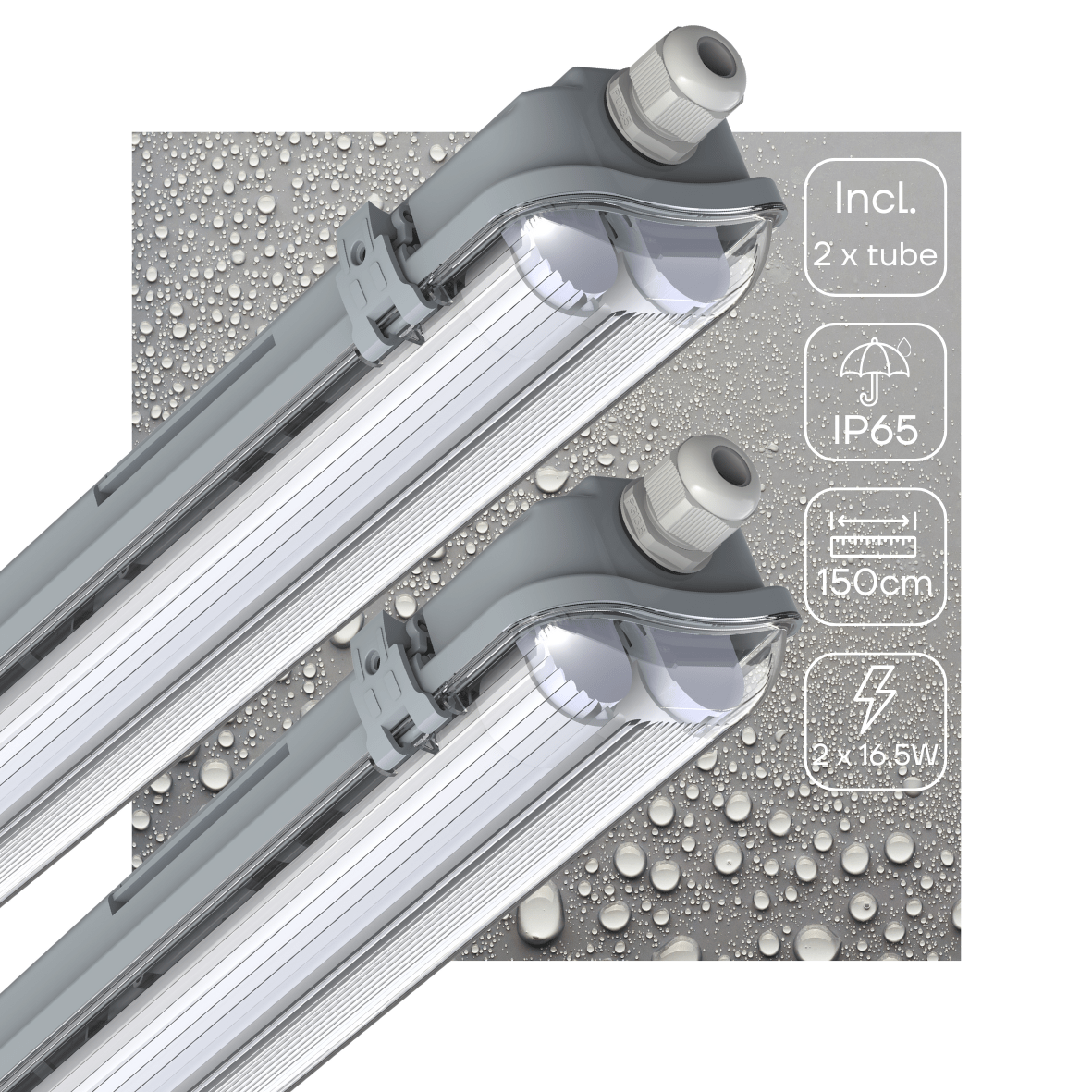 2 PACK - LED's Light Dubbele LED TL lamp 150 cm - compleet met LED buizen - Binnen en buiten - 6120 lm - 2x16.5W - 4000K - LED.nl