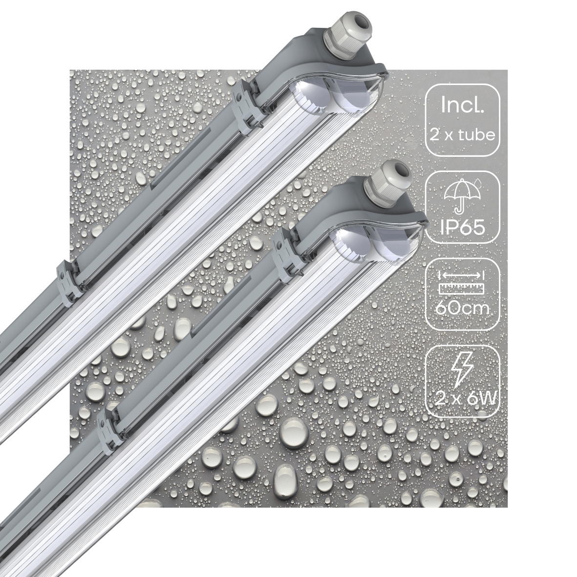 2 PACK - LED's Light Dubbele LED TL lamp 60 cm - compleet met LED buizen - Binnen en buiten - 2200 lm - 2x6W - 4000K - LED.nl