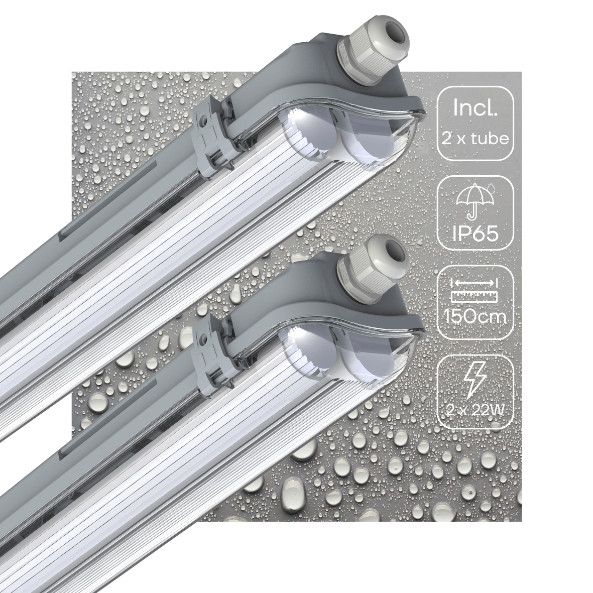 2 PACK - LED's Light LED TL dubbel armatuur 150 cm - Compleet met 2 LED TL buizen 150 cm - 4600 lm - LED.nl