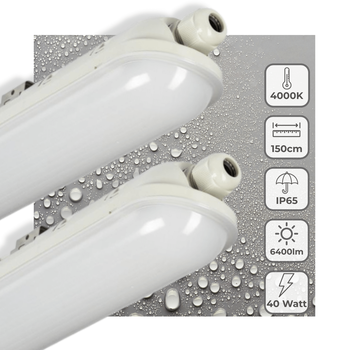 2 PACK - LED's Light Pro Premium LED TL armatuur compleet 150 cm - Waterdicht - 6400 lm - LED.nl