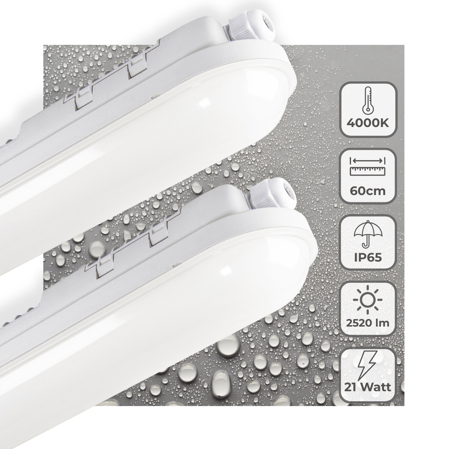Premium LED TL fixture 60 cm – Suitable for indoor and outdoor use – 2500 lumens – IP65 waterproof - LED.nl