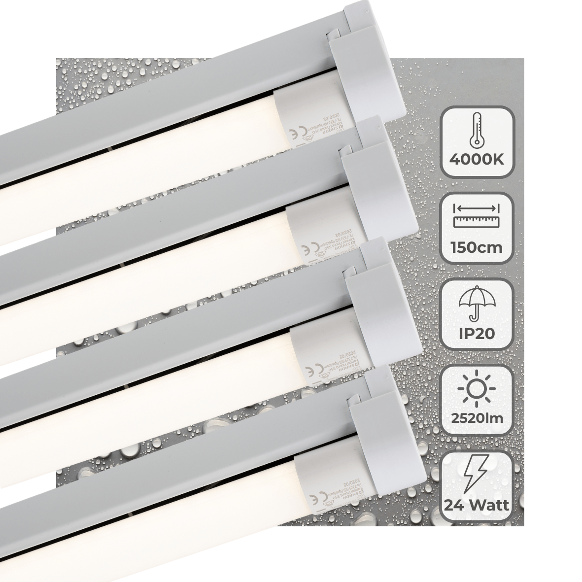 4 PACK - LED's Light LED licht balk 150 cm voor binnen - Armatuur inclusief LED TL buis - 2520 lm - LED.nl