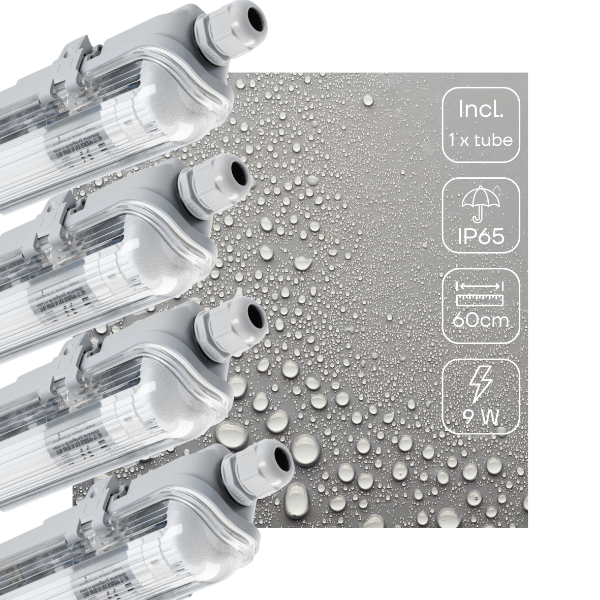 4 PACK - LED's Light LED TL armatuur 60 cm compleet met LED TL buis - 1080lm - 9W - 4000K LED.nl