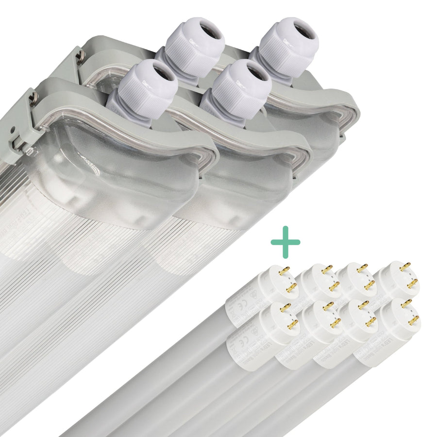 4 PACK - LED's Light LED TL dubbel armatuur 120 cm - 4000K - Compleet met 2 LED TL buizen 120 cm - 4320lm LED.nl