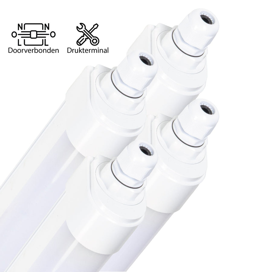 4 PACK - LED's Light LED TL lamp compleet - Koppelbaar tot 10 lampen - Waterdicht - 36W, 120cm, 4320lm 4000K - IP65 IK08 TL verlichting LED.nl