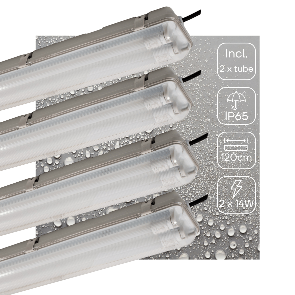 4 PACK - LED's Light LED TL licht balk met sensor 120 cm - Bewegingssensor en nachtsensor - Waterdicht - 4200 lm LED.nl