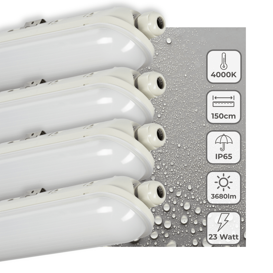 4 PACK - LED's Light Pro Premium Koppelbare LED TL armatuur compleet 150 cm - Waterdicht -23W 3680lm 4000K TL verlichting LED.nl