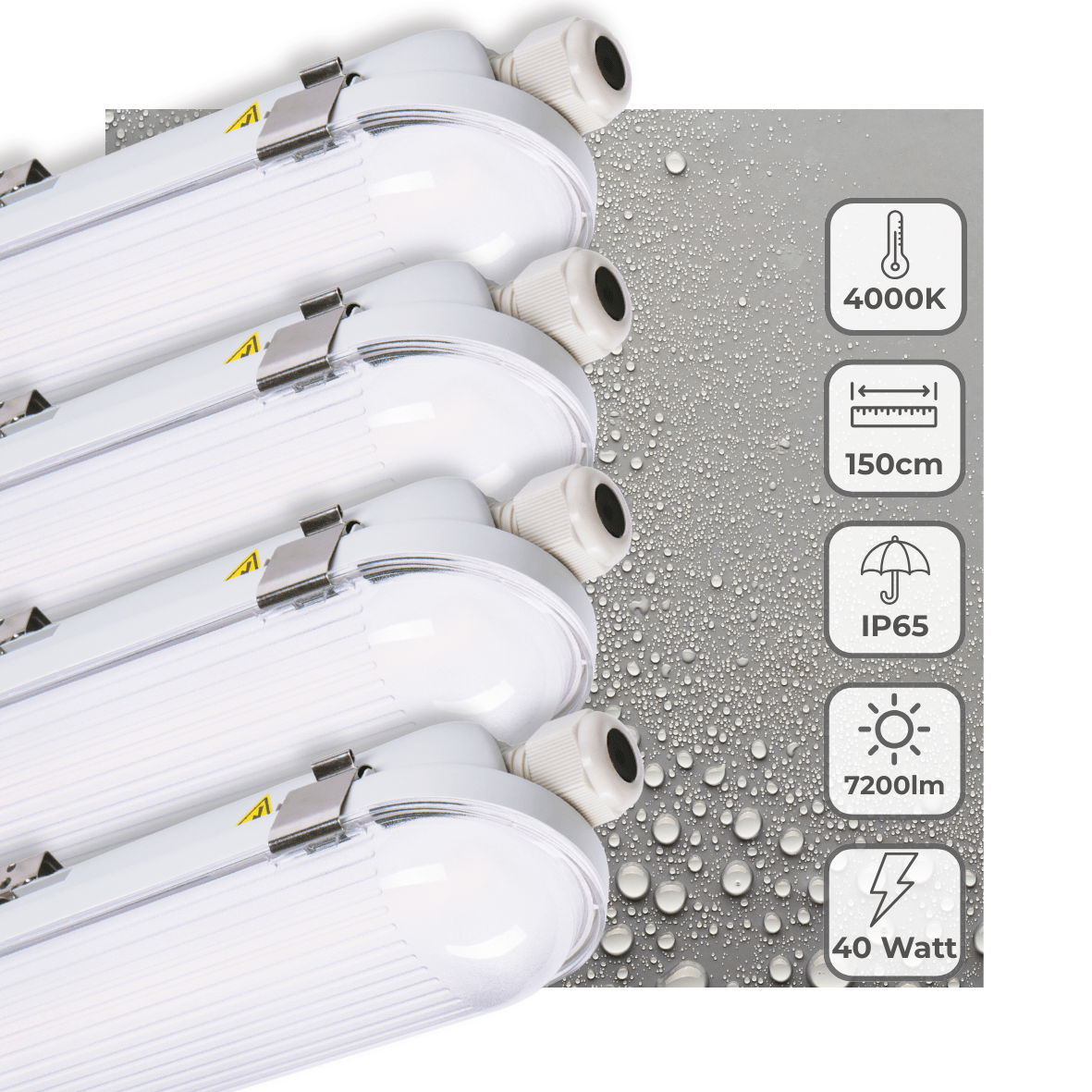 4 PACK - LED's Light Pro TL armatuur 150 cm - Energielabel B - Dimbaar licht - 7200 lm - LED.nl