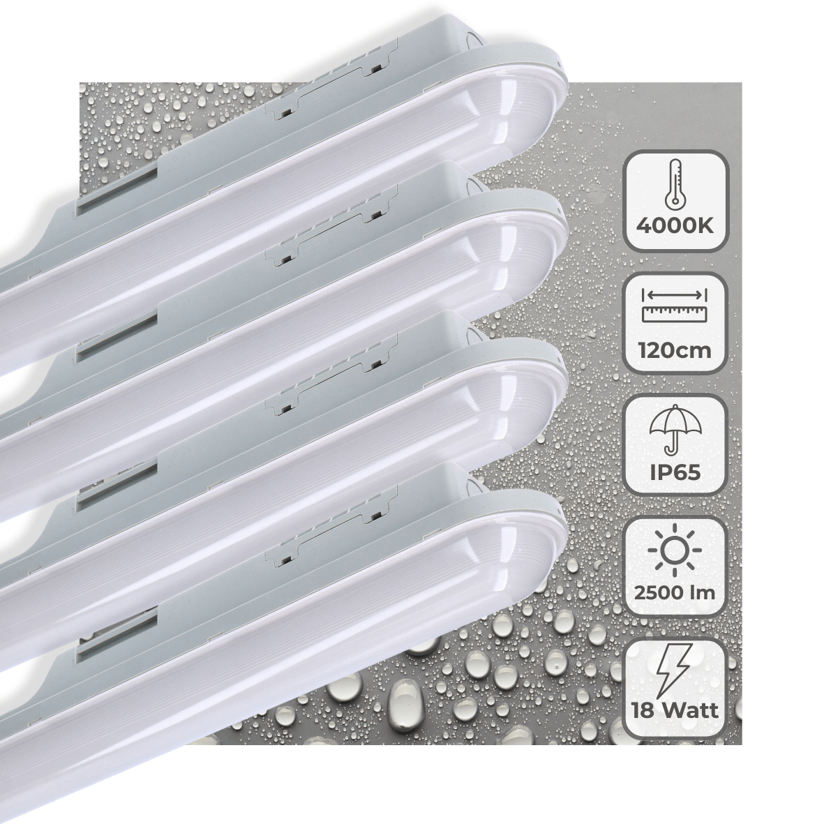 4 PACK - LED's Light Universele LED TL verlichting compleet 120 cm - voor binnen en buiten - 2500 lm LED.nl