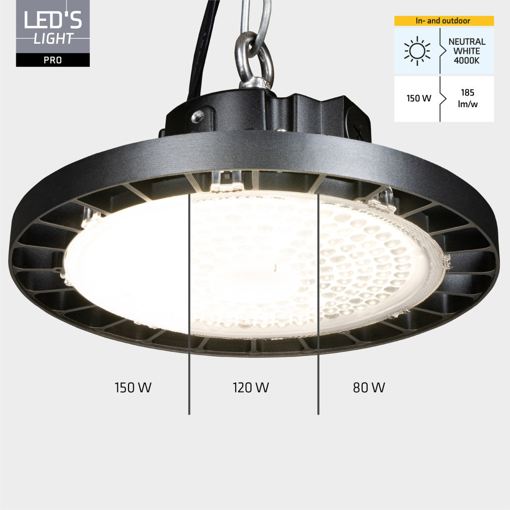 High Bay - 150W 27750lm 4000K - MOSO Driver - IP65 IK10 - Dimbaar LED.nl