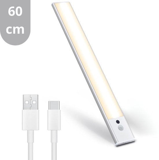 LED's Light Kastverlichting met sensor 60 cm - Oplaadbaar en draadloos - zwaai- en bewegingssensor - wit