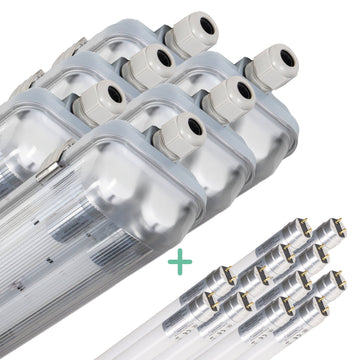 6 PACK - LED's Light Dubbele LED TL lamp 60 cm - compleet met LED buizen - Binnen en buiten - 2200 lm - 2x6W - 4000K - 185lm/w - Energielabel B LED.nl