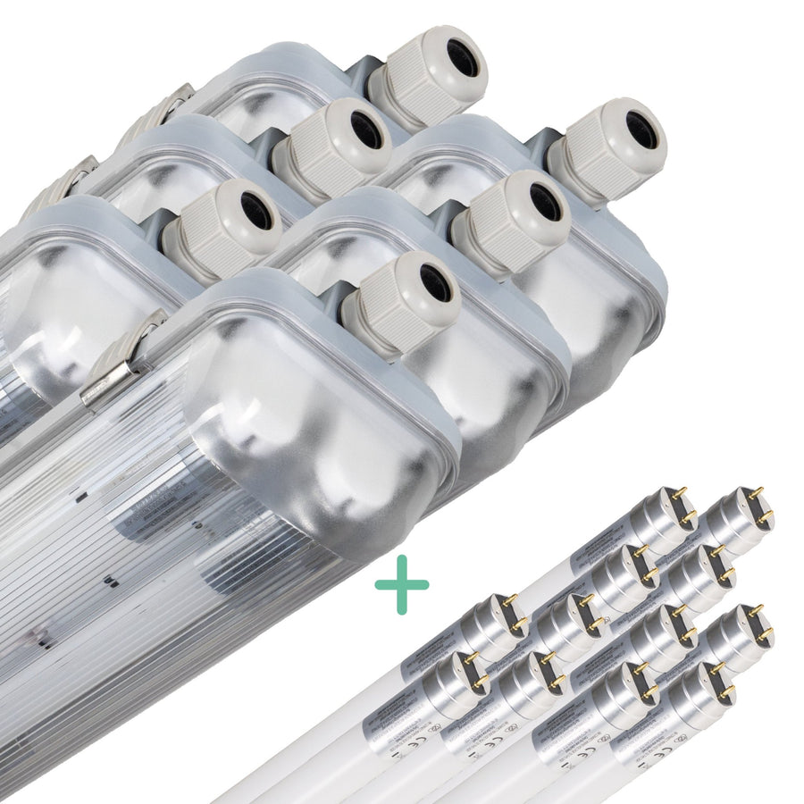 6 PACK - LED's Light Dubbele LED TL lamp 60 cm - compleet met LED buizen - Binnen en buiten - 2200 lm - 2x6W - 4000K - 185lm/w - Energielabel B LED.nl