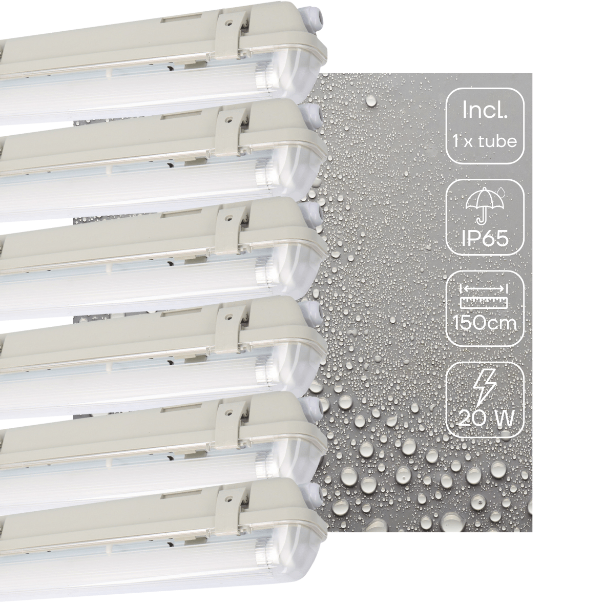 6 PACK - LED's Light LED TL lamp met sensor 150 cm - Bewegingssensor en nachtsensor - Waterdicht - 3100 lm - LED.nl