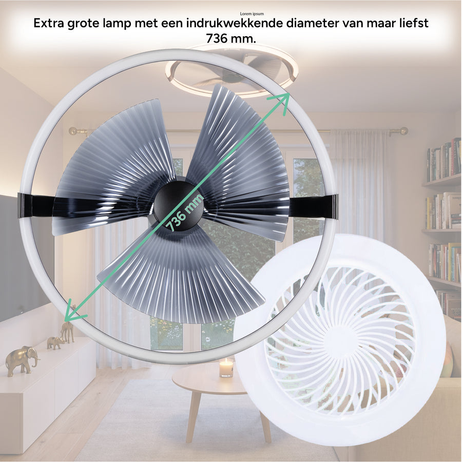 LED's Light Plafondventilator XL 74 cm - Bedienbaar met afstandsbediening - Zwart Plafondventilatoren LED.nl