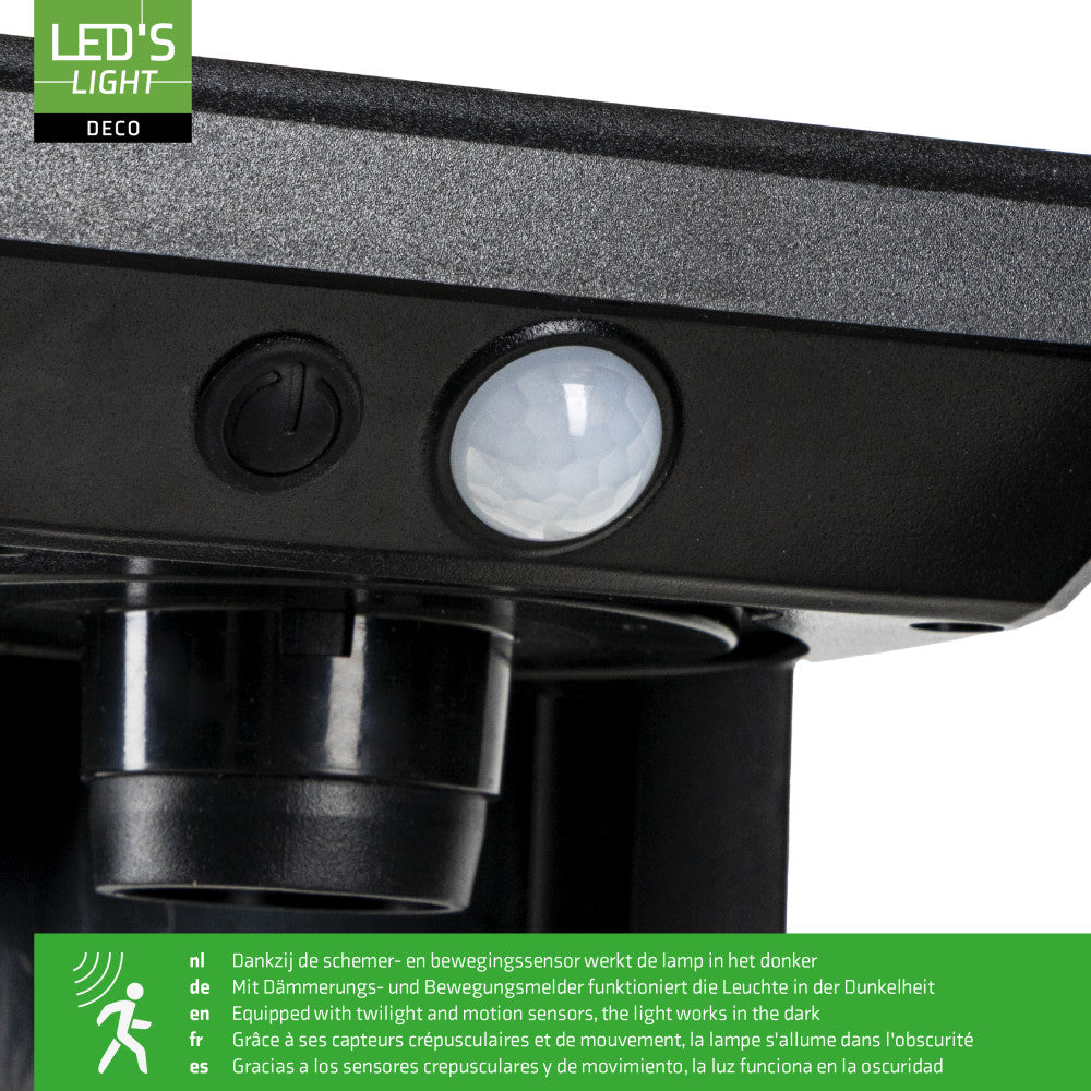 Solar buitenlamp - 150lm 2700K - Zwart - IP44 - Sensor LED.nl
