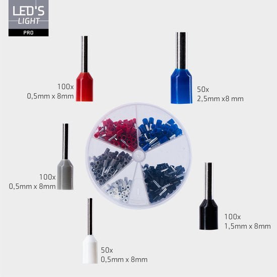 Adelhulzen assortiment set - 5 maten van 0.5mm² tot 2.5mm² - 400 stuks Snoeren LED.nl