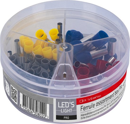 Adereindhulzen assortiment set - 5 Maten van 4mm² tot 16mm²- 225 Stuks Snoeren LED.nl