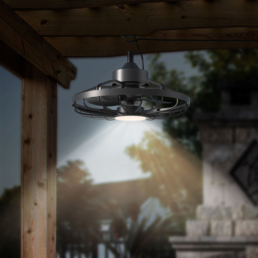 All-weather ceiling lamp with fan – Ideal for veranda and outdoor/indoor spaces - LED.nl