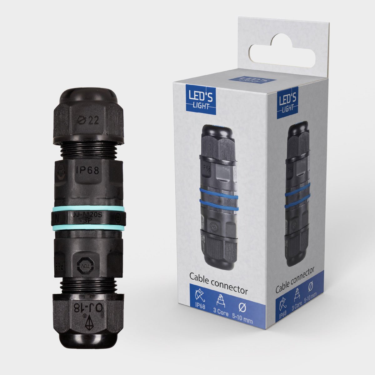 Kabelverbinder I connector - Voor kabels van 5 tot 10 mm - voor buiten en binnen - Zwart - LED.nl