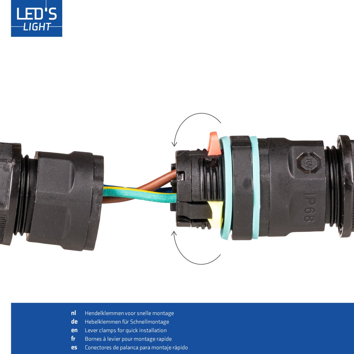 Kabelverbinder I connector - Voor kabels van 5 tot 10 mm - voor buiten en binnen - Zwart - LED.nl