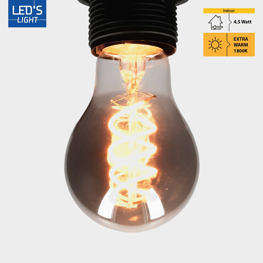 LED Filament Lamp A60 with Smoke Glass - E27 Fitting - 4.5W - 120 Lumen - Extra Warm White (1800K) - Dimmable - LED.nl