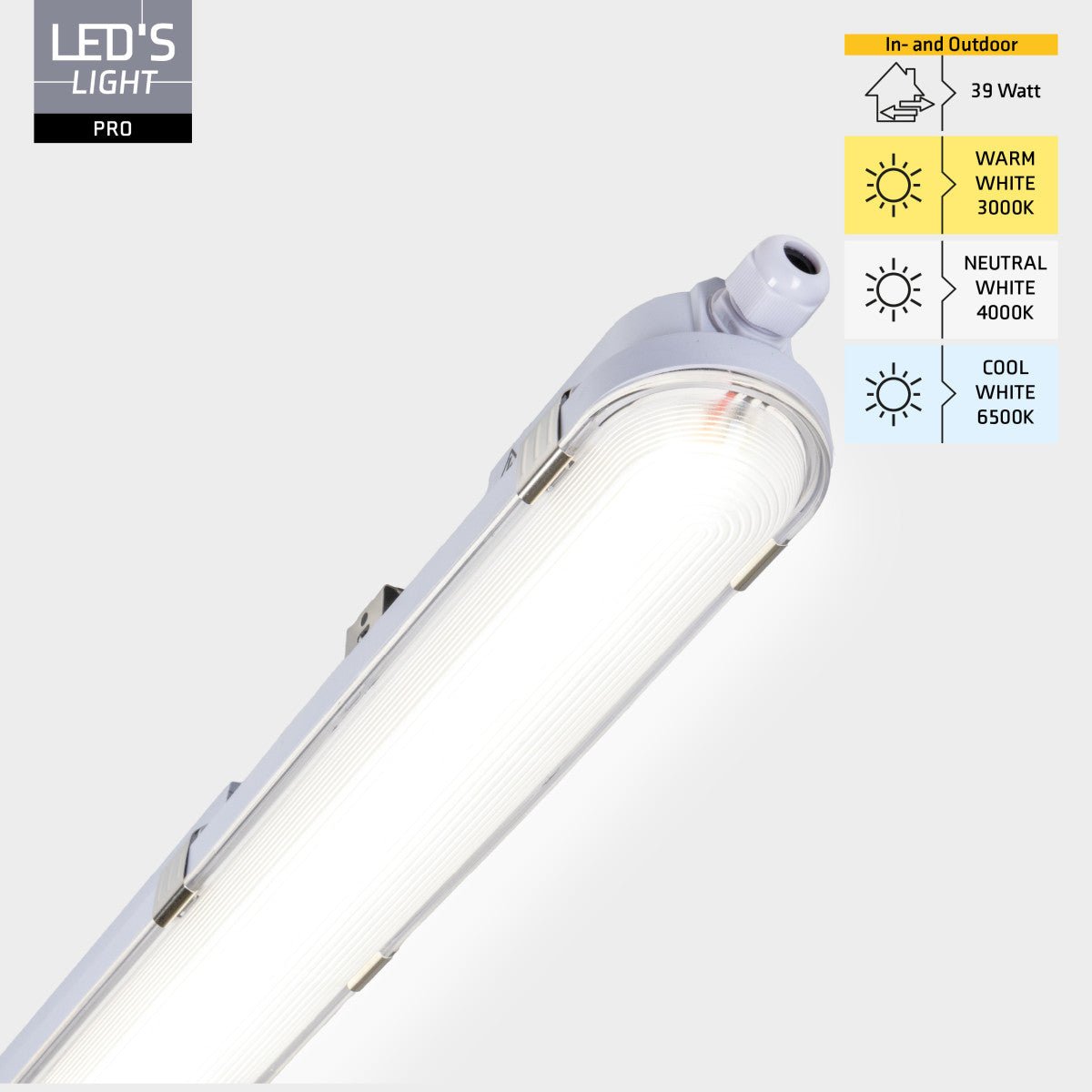LED TL armatuur met Strip - 39W 150cm 7020lm 3000K/4000K/6500K - IP65 IK08 Vermogen verstelbaar TL verlichting LED.nl