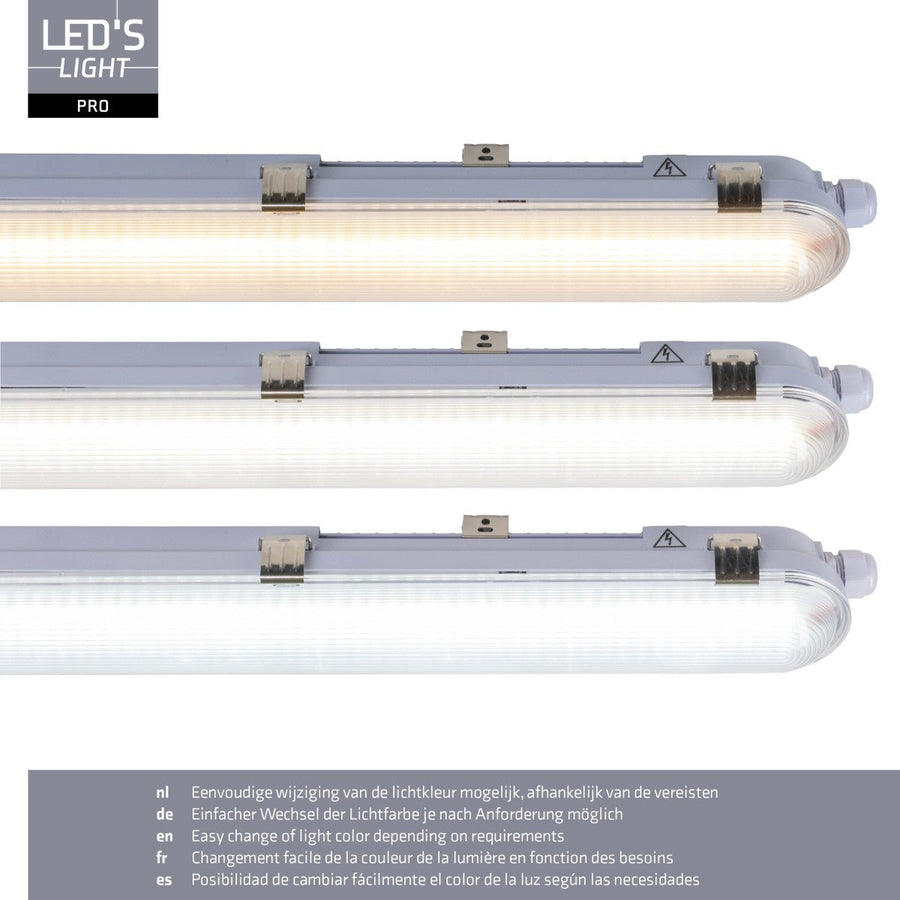 4 PACK - LED's Light pro Koppelbaar CCT/Power select TL armatuur met Strip - 180lm/w 39W 150cm 7020lm 3000K/4000K/6500K - IP65 IK08 TL verlichting LED.nl