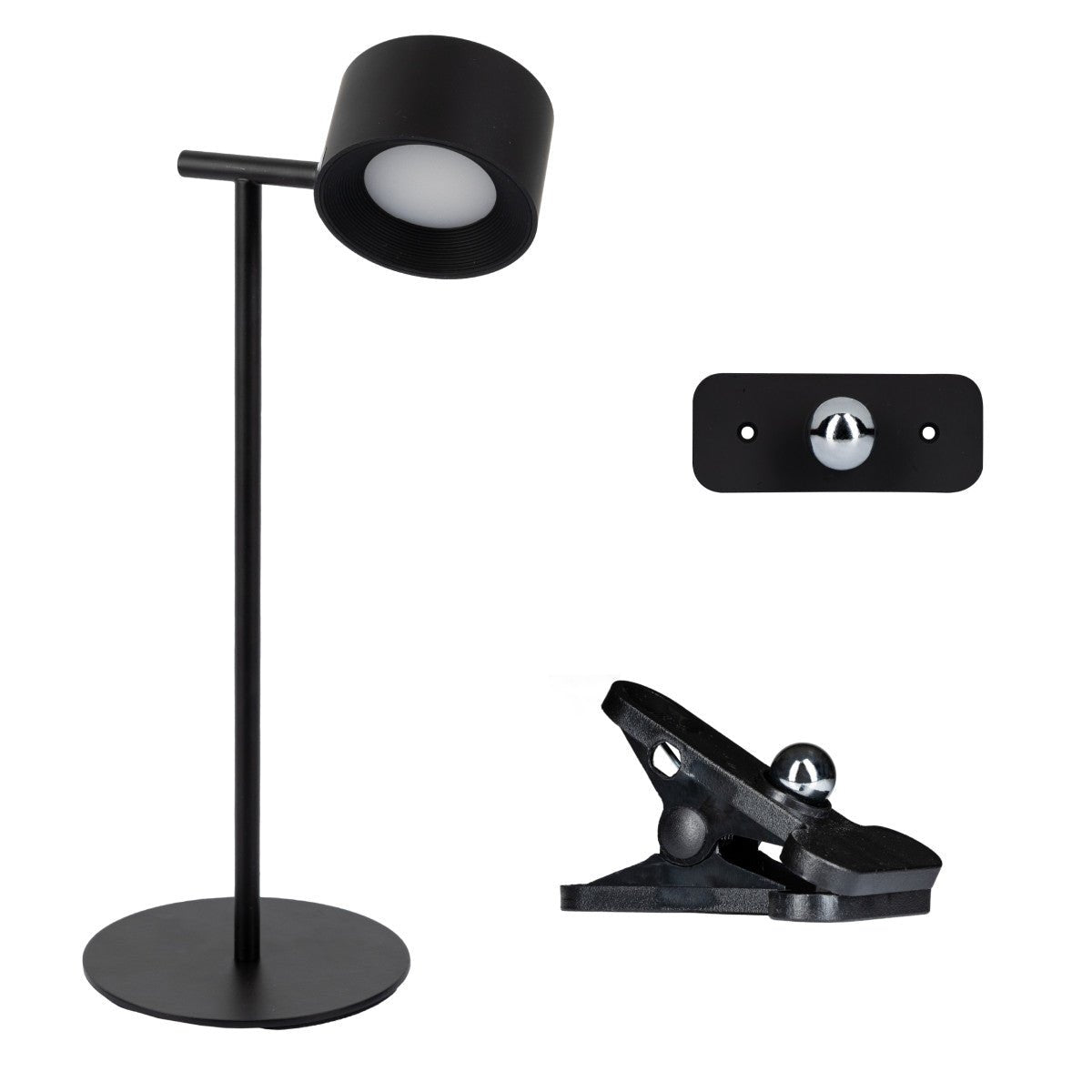 LED's Light 3 - in - 1 Draadloos Oplaadbaar Spotje - Tafellamp, Klemlamp & Wandlamp - Zwart - LED.nl
