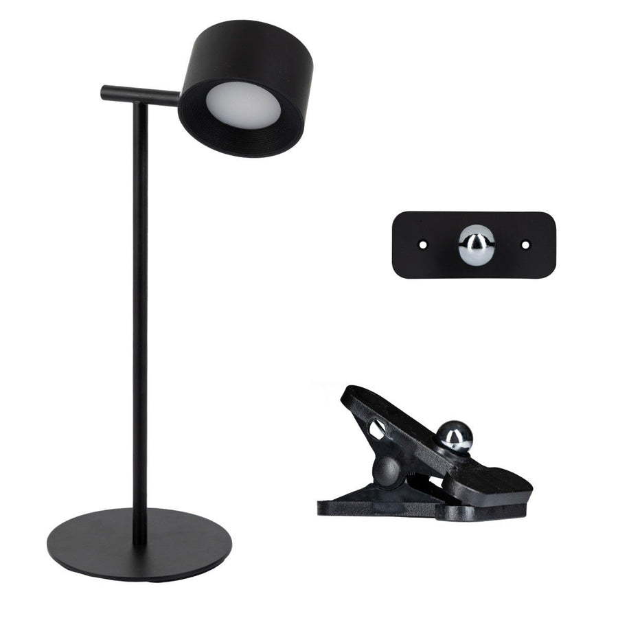 LED's Light 3-in-1 Draadloos Oplaadbaar Spotje - Tafellamp, Klemlamp & Wandlamp - Zwart Tafellampen Led.nl