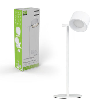 LED's Light 3-in-1 draadloze oplaadbare lamp met magnetische muurbeugel, voet en klem - Wit Tafellampen Led.nl