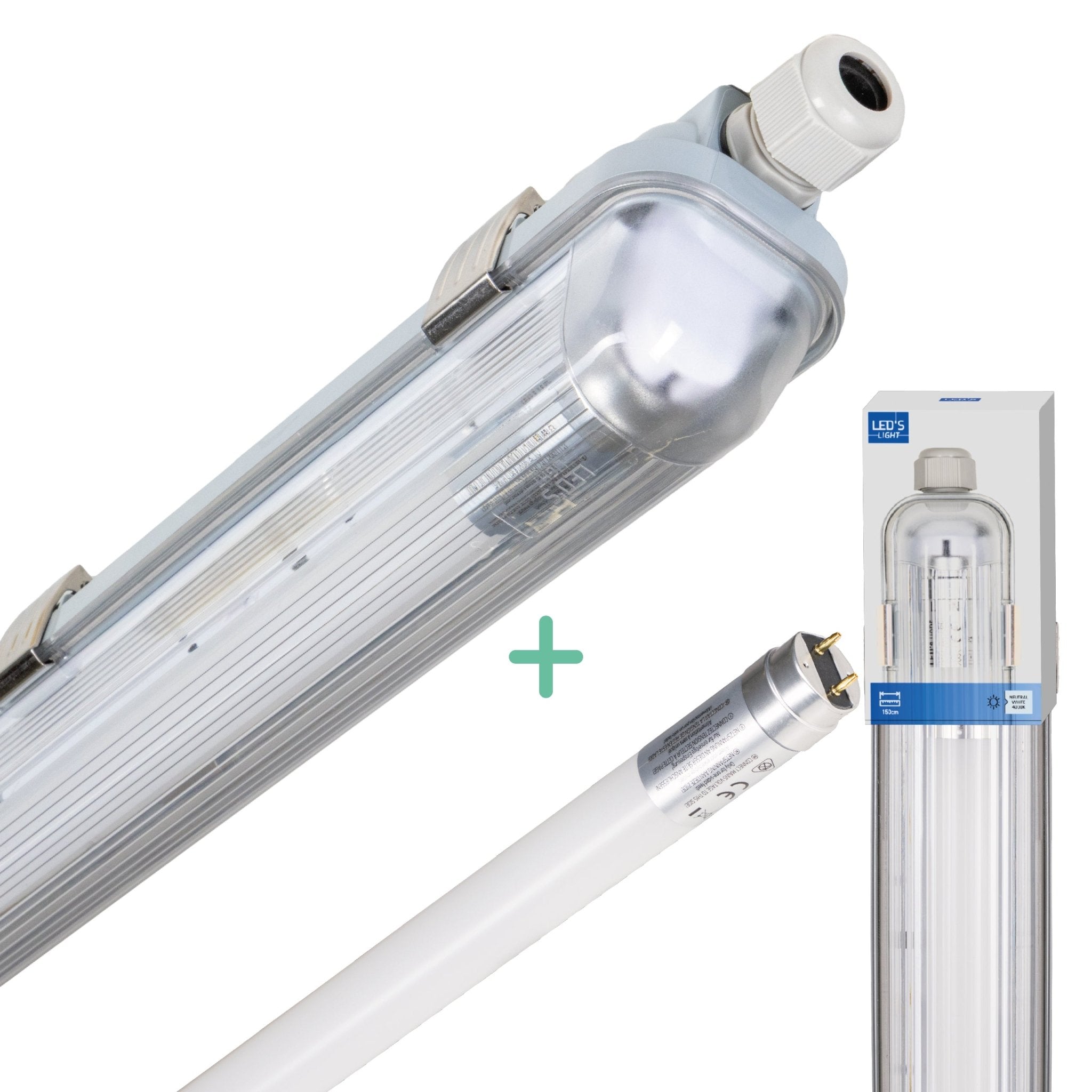 LED's Light Complete LED TL lamp met LED buis 150 cm - Binnen en buiten - 3060lm - 16.5W - 4000K - 185lm/w - Energielabel B TL verlichting LED.nl