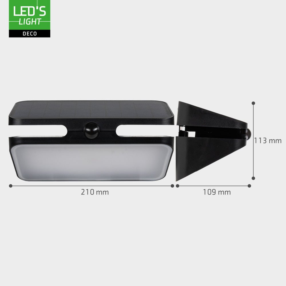 LED's Light Deco Solar buitenlamp - 600lm 2700K - Zwart - IP54 - Sensor Wandlampen LED.nl