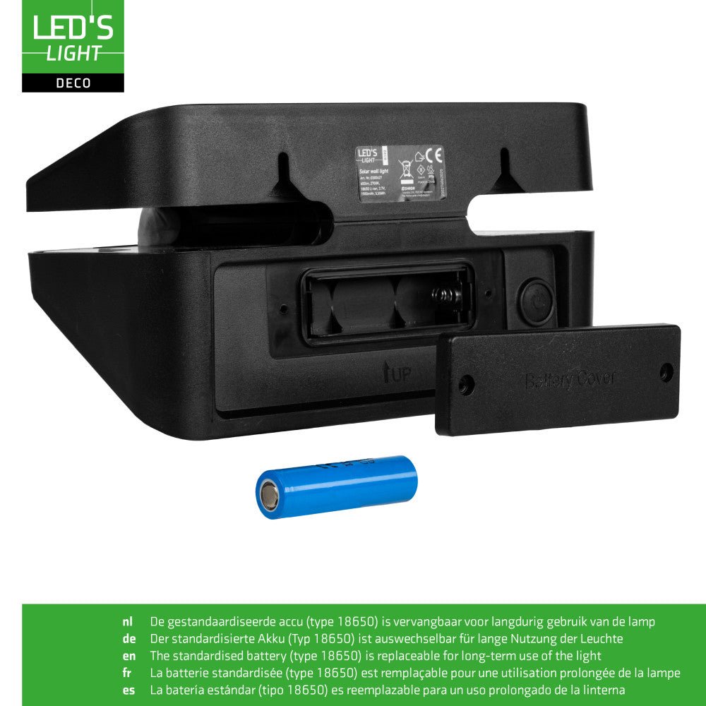 LED's Light Deco Solar buitenlamp - 600lm 2700K - Zwart - IP54 - Sensor Wandlampen LED.nl