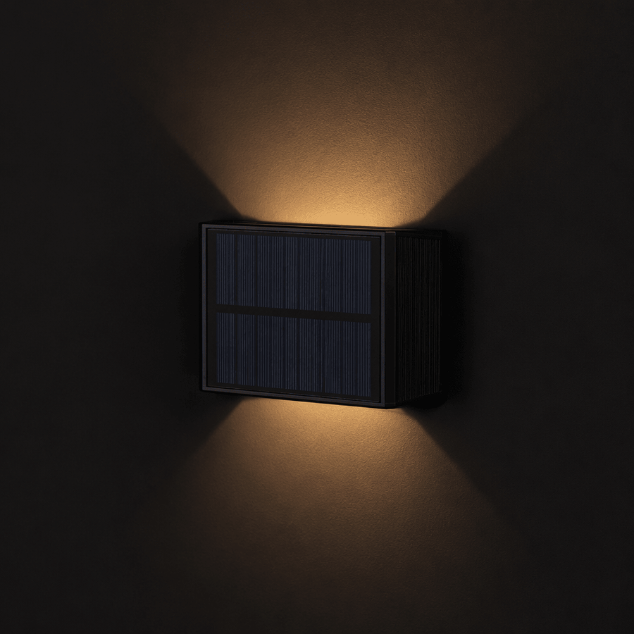 LED's Light draadloze Solar Buitenlamp met sensor - Schijnt beneden en boven - Wandlamp zonne-energie - Zwart Buitenlampen LED.nl
