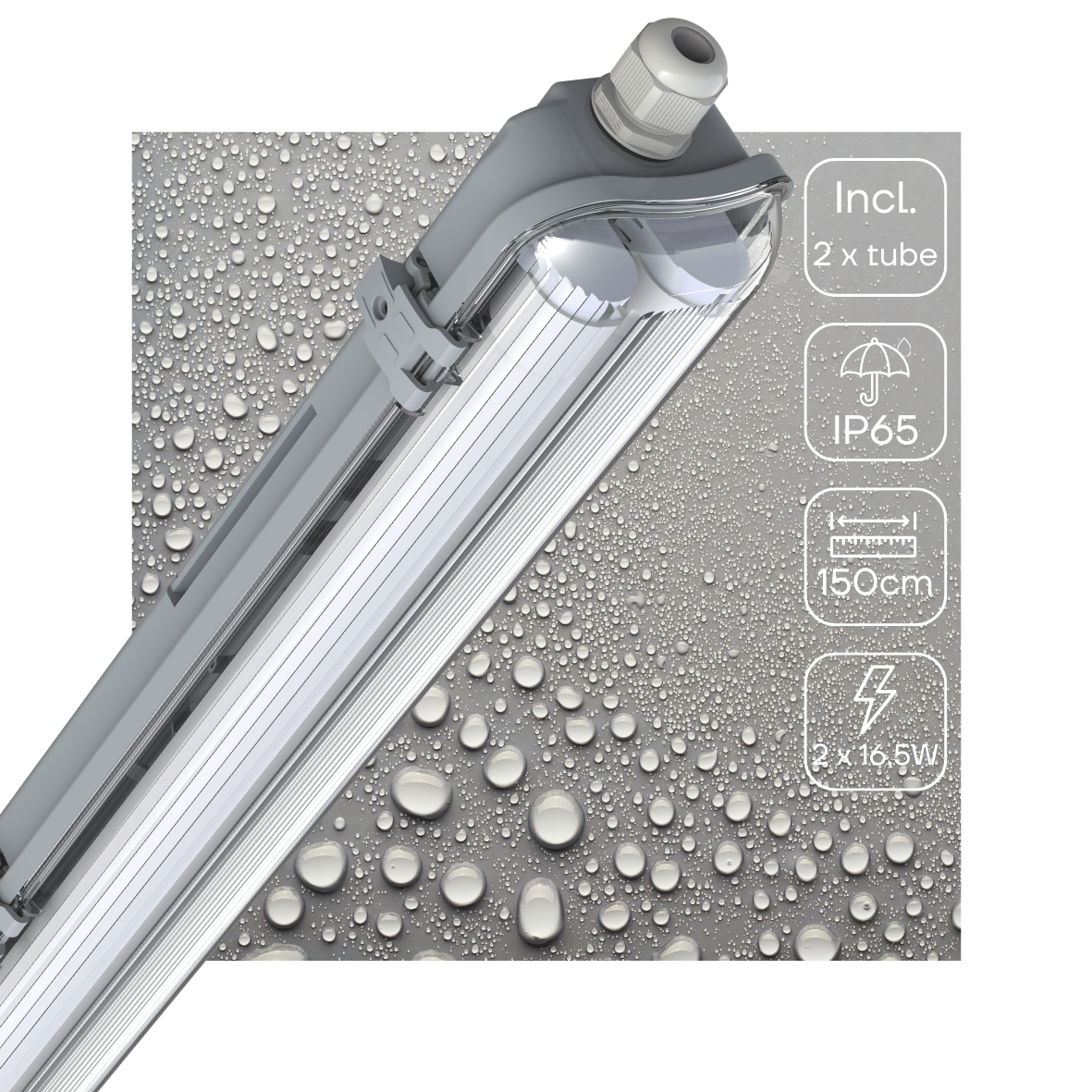 LED's Light Dubbele LED TL lamp 150 cm - compleet met LED buizen - Binnen en buiten - 6120 lm - 2x16.5W - 4000K - LED.nl