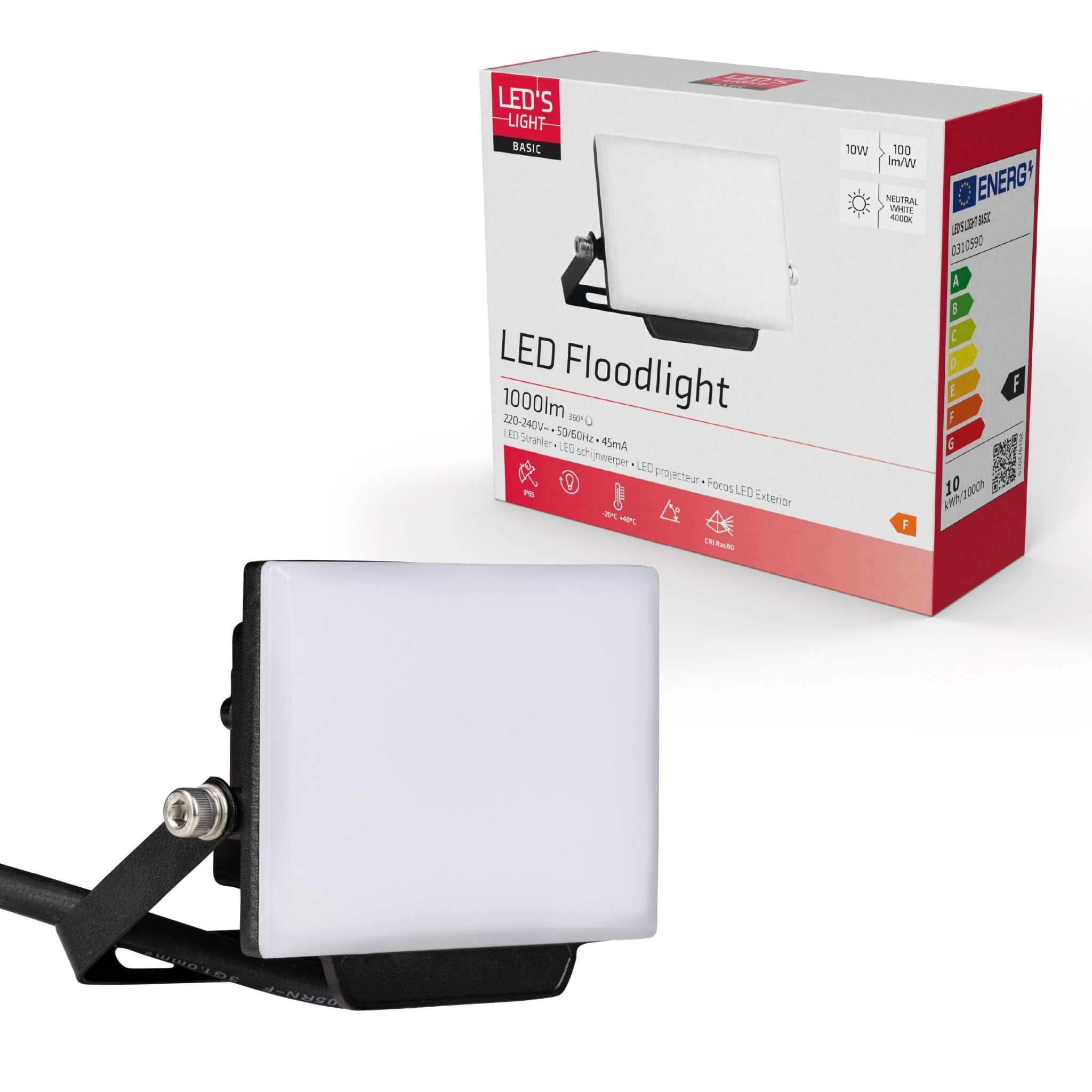 LED's Light Floodlight 900 met beugel - Universeel voor binnen en buiten - 10W Schijnwerpers LED.nl