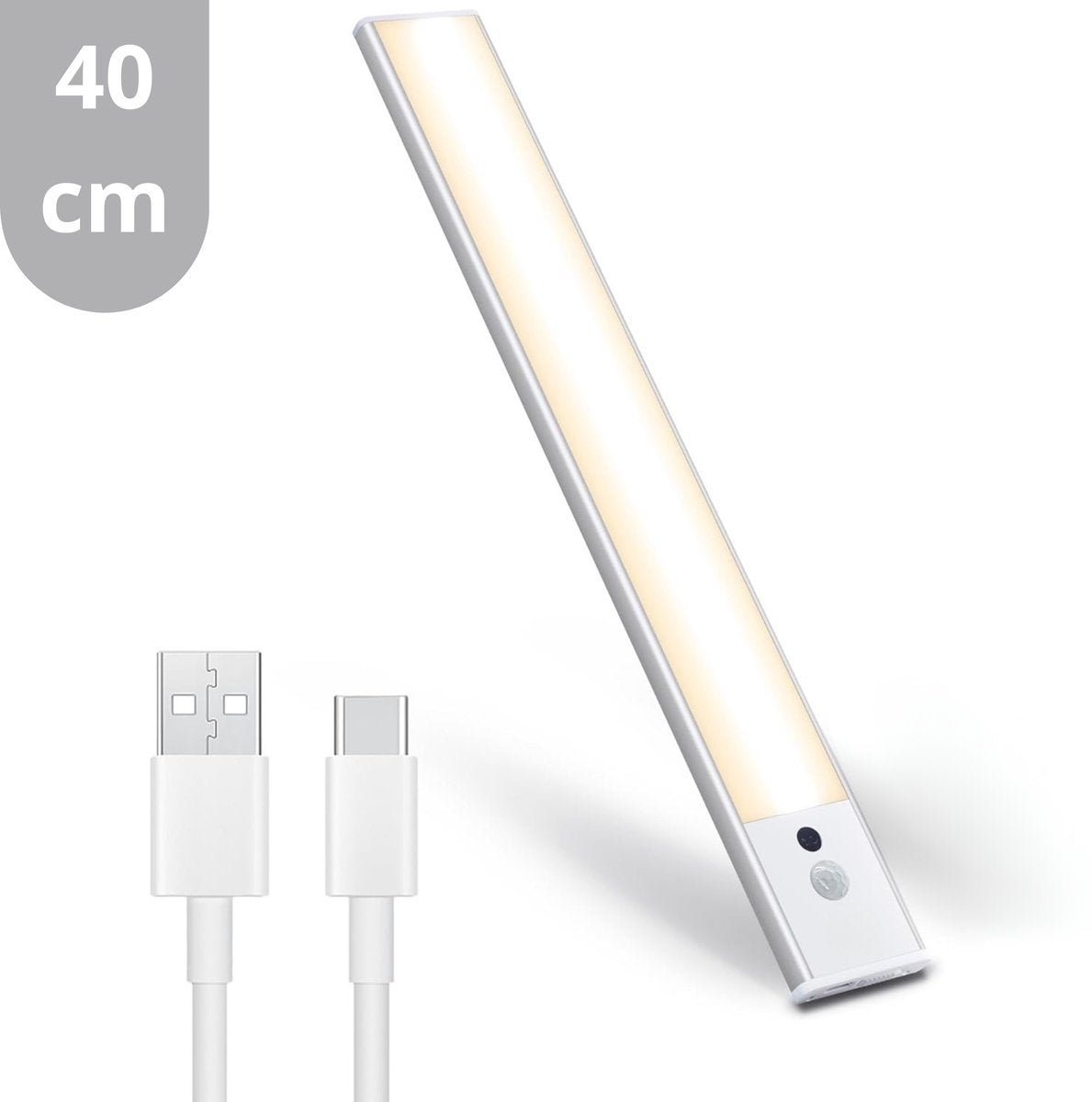 LED's Light Kastverlichting met sensor 40 cm - Oplaadbaar en draadloos - zwaai - en bewegingssensor - wit - LED.nl