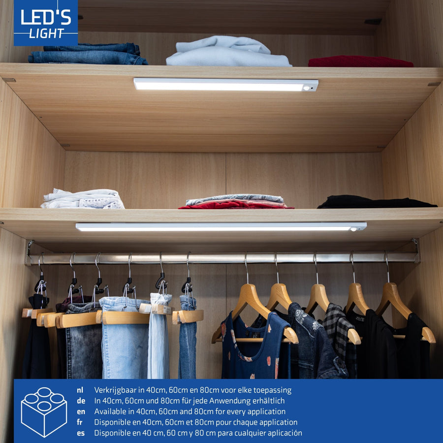 LED's Light Cabinet lighting with sensor 60 cm - Rechargeable and wireless - swing and motion sensor - white - LED.nl