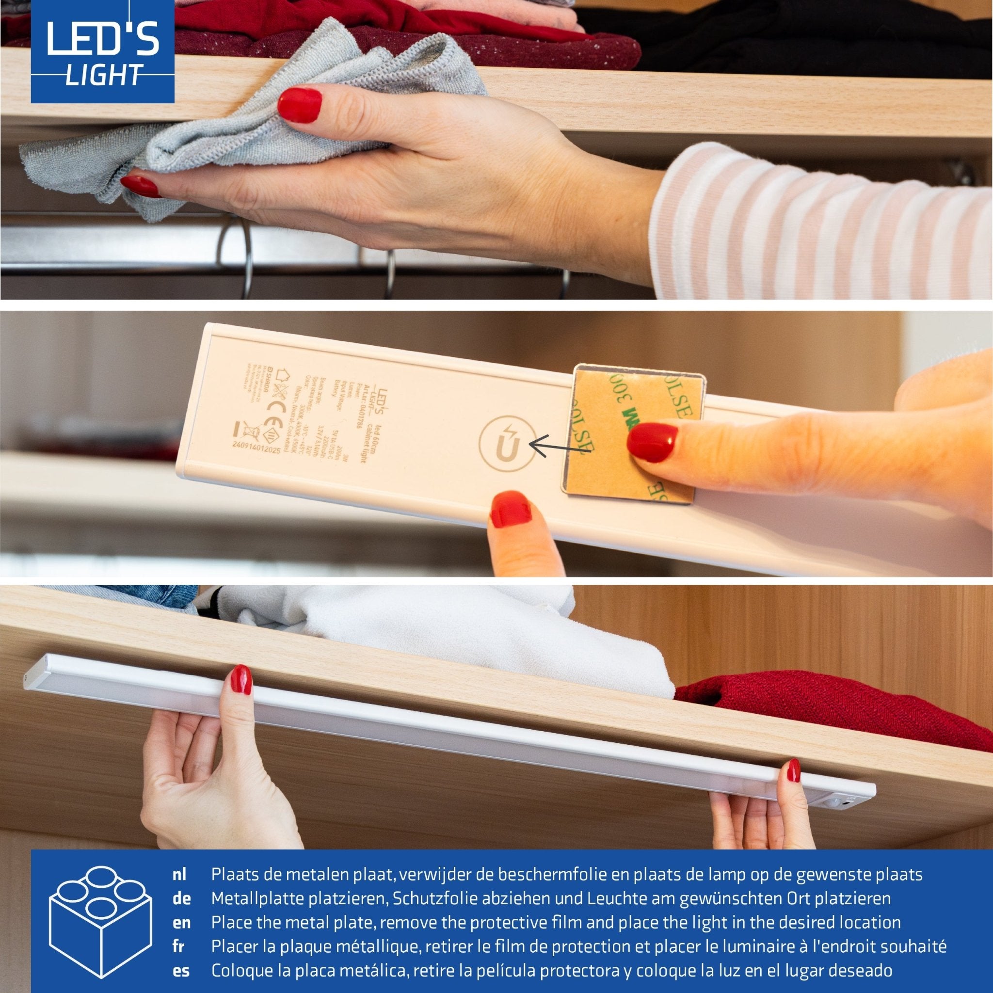 LED's Light Kastverlichting met sensor 60 cm - Oplaadbaar en draadloos - zwaai - en bewegingssensor - wit - LED.nl