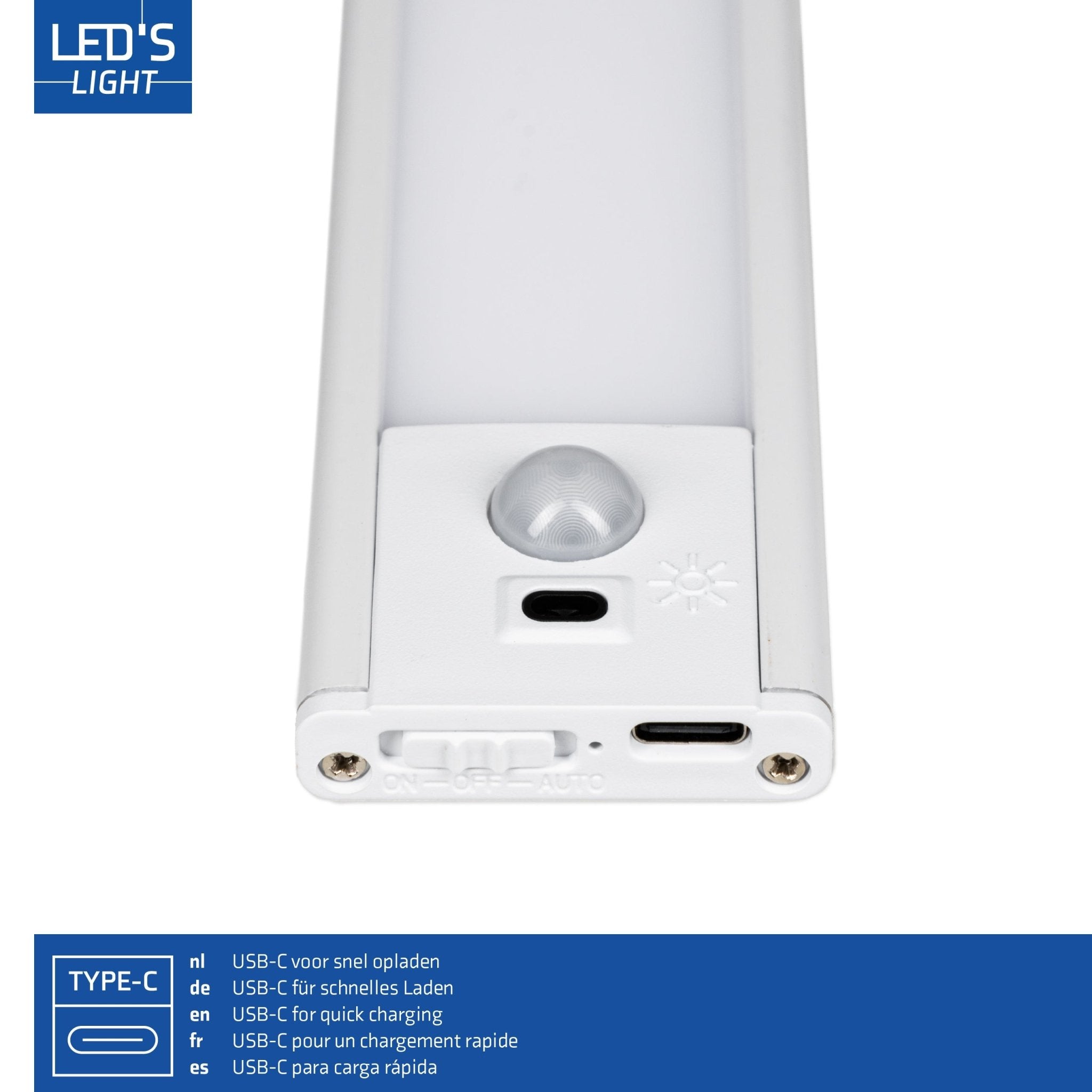 LED's Light Kastverlichting met sensor 80 cm - Oplaadbaar en draadloos - zwaai- en bewegingssensor - wit LED.nl