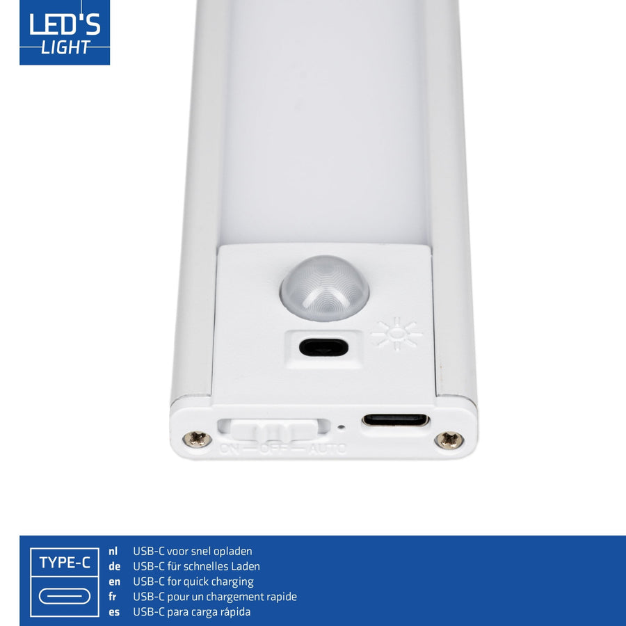 LED's Light Kastverlichting met sensor 80 cm - Oplaadbaar en draadloos - zwaai- en bewegingssensor - wit Kastverlichting LED.nl