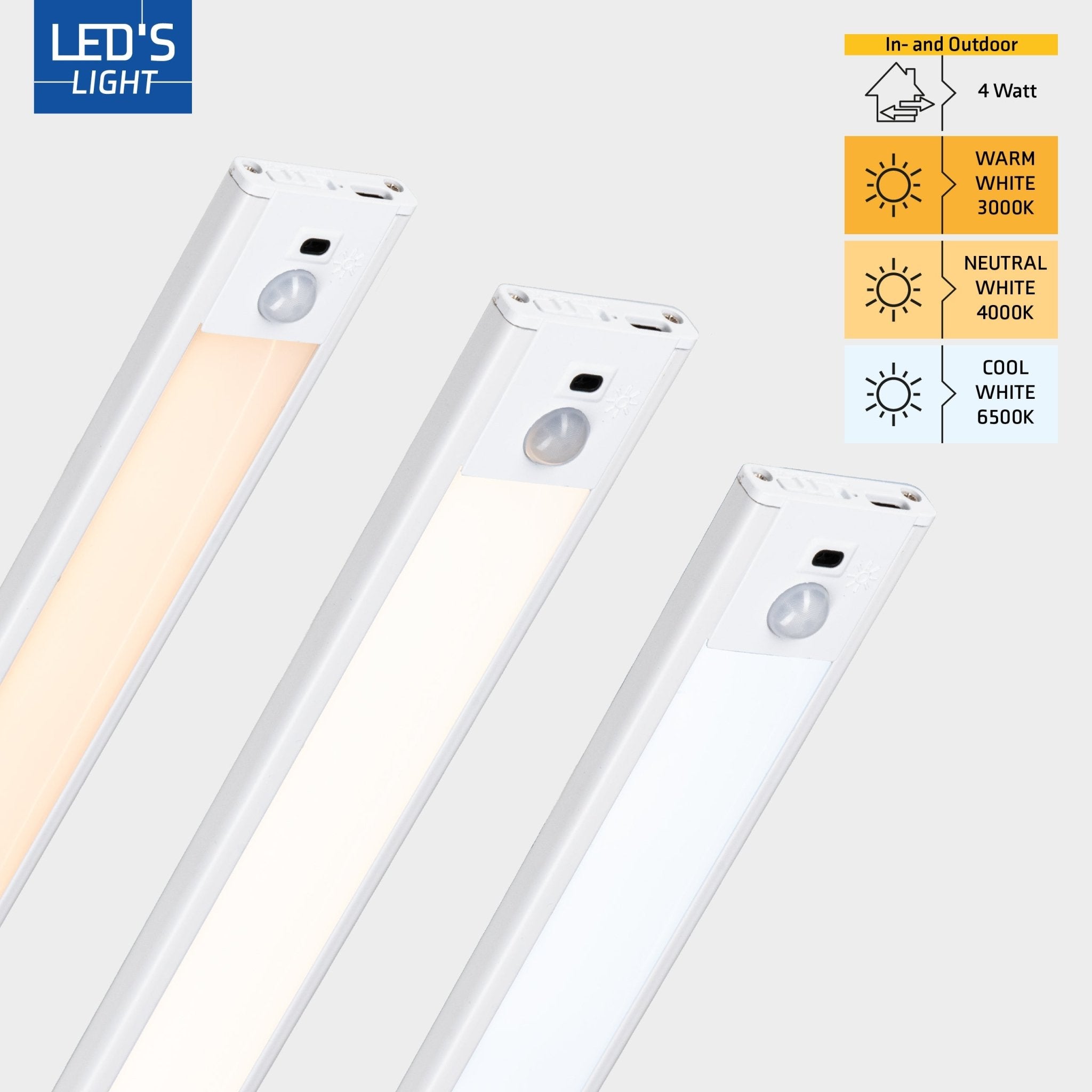 LED's Light Kastverlichting met sensor 80 cm - Oplaadbaar en draadloos - zwaai- en bewegingssensor - wit LED.nl