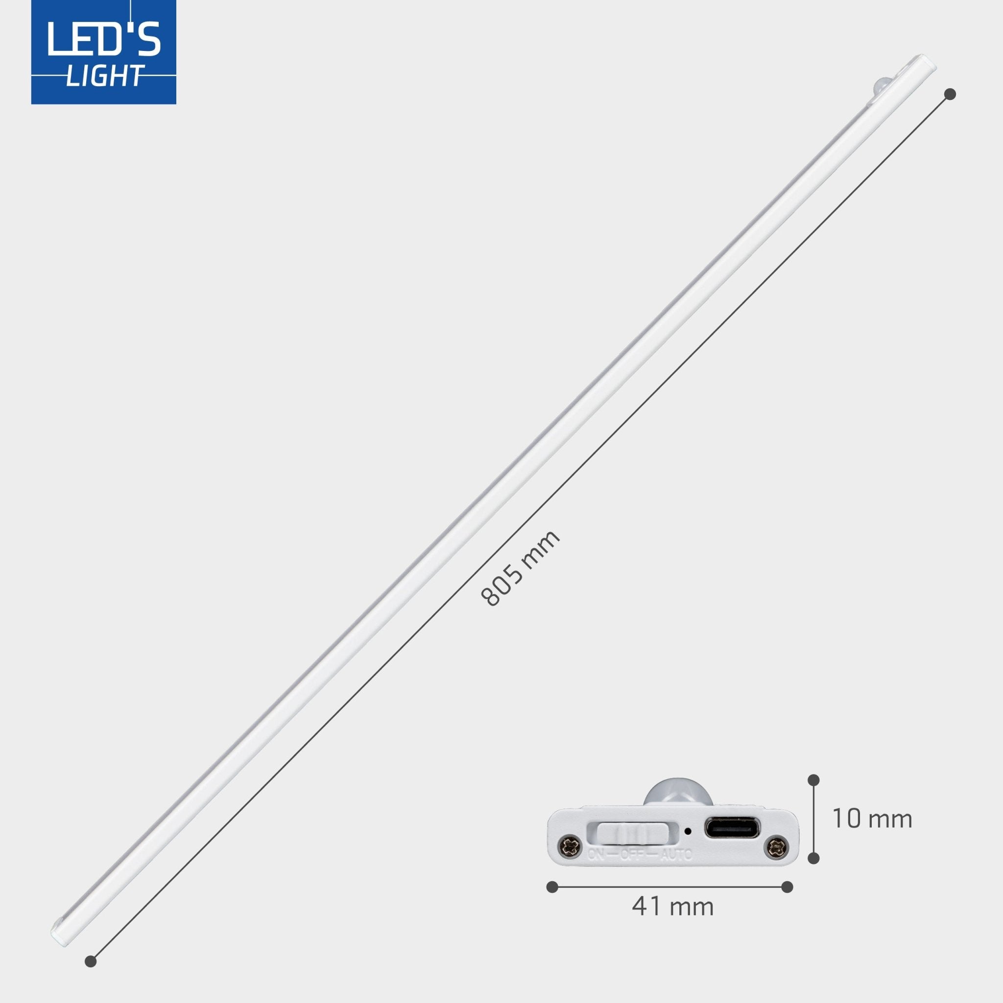 LED's Light Kastverlichting met sensor 80 cm - Oplaadbaar en draadloos - zwaai- en bewegingssensor - wit LED.nl