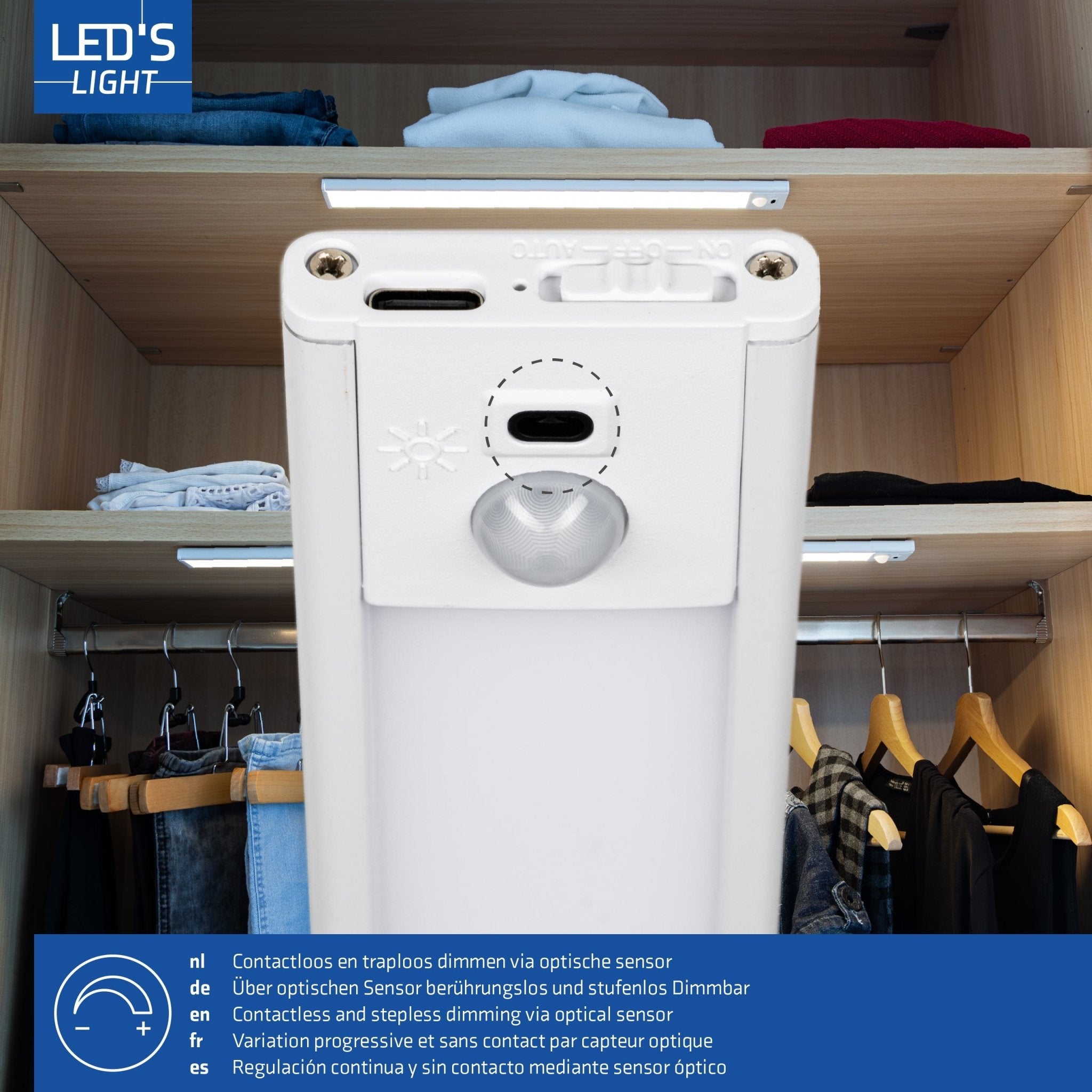 LED's Light Kastverlichting met sensor 80 cm - Oplaadbaar en draadloos - zwaai- en bewegingssensor - wit LED.nl